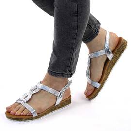 ​Sandale de dama, cu talpa joasa BJ510-SILVER, Culoare (12): Argintiu, Marime (12): 41 - - Roveli