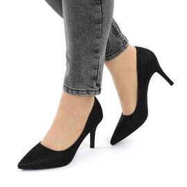 ​Pantofi de dama, stiletto, decorati cu glitter H7-BLACK, Culoare (12): Negru, Marime (12): 37 - - Roveli