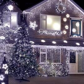 Instalatie perdea luminoasa cu 160 LED-uri, pentru Craciun, lungime 4,5m, lumina alba rece : Set - 2 bucati, Set (tm): 1 buc - - Roveli