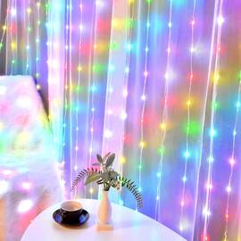 Instalatie pentru Craciun perdea luminoasa 4m/1m, 288 led-uri lumina multicolor : Set - 2 bucati, Set (tm): 1 buc - - Roveli