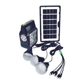Kit solar-Lanterna LED multifunctionala cu panou solar, 3 becuri, power bank : Culoare - negru, Culoare (tm): negru - - Roveli