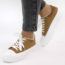 Sneakers de dama, cu talpa usoara si comoda D2109M-CAMEL, Culoare (12): Alb, Camel, Marime (12): 38** - - Roveli