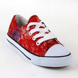 Tenisi de copii, decorati cu dantela colorata Z-16-RED, Culoare (12): Alb, Rosu, Multicolor, Marime (12): 28 - - Roveli