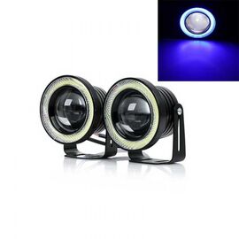 Set 2 x proiectoare auto LED, Angel Eyes, 89mm, IP65, 6000K - - Roveli