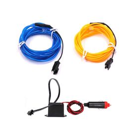 Banda neon auto, flexibila, 12V, 2m, portocaliu/albastru - - Roveli