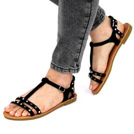 Sandale casual de dama, cu tinte aplicate, comode si usoare W31-10-BLACK, Culoare (12): Negru, Marime (12): 40** - - Roveli
