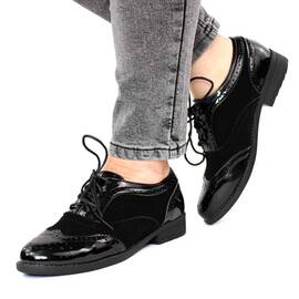 ​Pantofi de dama, lacuiti, cu talpa joasa P075-8-BLACK, Culoare (12): Negru, Marime (12): 37 - - Roveli