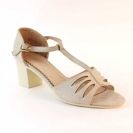 Sandale de dama cu barete subtiri si toc mediu gros 519-A5-BEIGE, Culoare (12): Bej, Marime (12): 36 - - Roveli