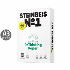 Roveli - Hartie reciclata STEINBEIS Classic White A3, 80 g/mp, 500 coli/top-