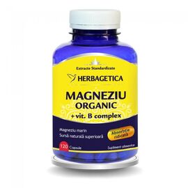 Magneziu Organic cu Vitamina B Complex 120 capsule Herbagetica - - Roveli