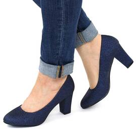 Pantofi eleganti de dama, cu toc inalt RD21-1-NAVY/BLUE, Culoare (12): Bleumarin, Marime (12): 35 - - Roveli