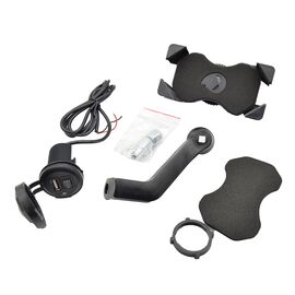 Suport telefon cu incarcator USB, montaj pe oglinda/ghidon - - Roveli