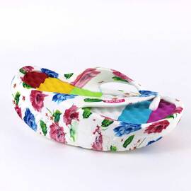 ​Papuci de dama, flip- flops, cu talpa rotunjita FLOWER-15-MULTICOLOR, Culoare (12): Alb, Multicolor, Marime (12): 41* - - Roveli