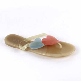 Papuci de dama, flip -flop din cauciuc HEART-10- BEIGE/PINK/BLUE, Culoare (12): Bleu, Marime (12): 41 - - Roveli