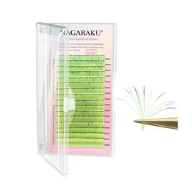 Extensii de gene curbura C Nagaraku Mix Verde 2 nuante, extensii gene premium, 16 linii - - Roveli