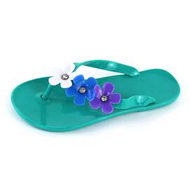 Papuci de copii, flip-flops  FLOWERS #2-7-GRREN, Culoare (12): Verde, Marime (12): 31 - - Roveli