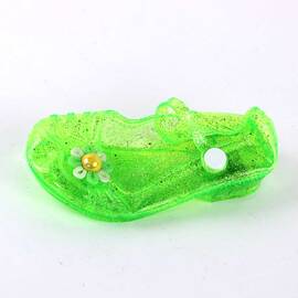 Balerini de copii, perforati, cu bareta si decorati cu fundita  F116-GREEN, Culoare (12): Verde neon, Marime (12): 25 - - Roveli