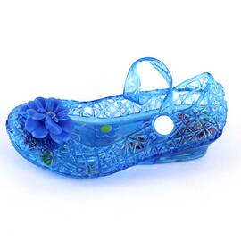Balerini de copii, perforati, cu bareta si decorati cu floare  F113-BLUE, Culoare (12): Albastru, Marime (12): 35 - - Roveli