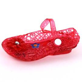 Balerini de copii, perforati, cu bareta si decorati cu floare  F113-RED, Culoare (12): Rosu, Marime (12): 28 - - Roveli