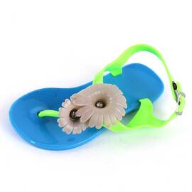 Sandale de copii, flip-flops FLOWERS #2-8-BLUE/NEON, Culoare (12): Albastru, Bej, Verde neon, Marime (12): 28 - - Roveli