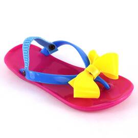 Sandale de copii, flip-flops, cu fundita si elastic la spate #258-FUXIA, Culoare (12): Albastru, Galben, Fucsia, Marime (12): 28 - - Roveli