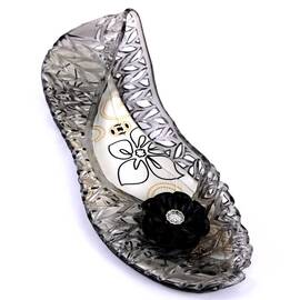 ​Balerini de dama, din cauciuc, cu floare H197-BLACK, Culoare (12): Negru, Marime (12): 37* - - Roveli