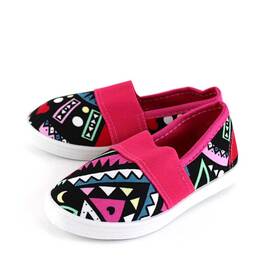 Espadrile de copii, cu imprimeu geometric colorat F-216-FUXIA, Culoare (12): Alb, Multicolor, Fucsia, Marime (12): 28 - - Roveli