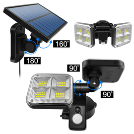 Lampa solara dubla cu senzor 120LED, JD2109, 20W - - Roveli