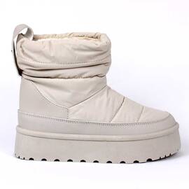 ​Ghete imblanite de dama, cu platforma, din fas Y11-XD9081-01-BEIGE, Culoare (12): Bej, Marime (12): 41 - - Roveli