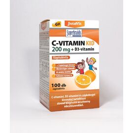 Vitamina C 200 mg + Vitamina D3 cu Aroma de Portocale Pentru Copii 100 comprimate masticabile JutaVit - - Roveli