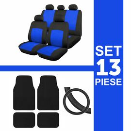 Set huse scaun 13 piese cu covorase mocheta si husa volan - BLUE - - Roveli