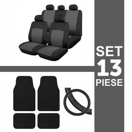 Set huse scaun 13 piese cu covorase mocheta si husa volan - GREY - - Roveli