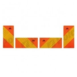 Placa reflectorizanta camioane 282x140mm , din aluminiu, galben reflectorizant, rosu fluorescent, set 4 buc. - - Roveli
