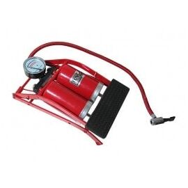 Pompa aer auto Automax de picior dubla cu 2 cilindri si manometru , 7 bar 100psi - - Roveli