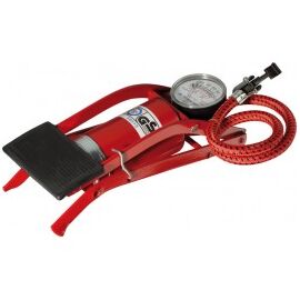 Pompa aer auto Automax de picior simpla cu 1 cilindru si manometru , 7 bar 100psi - - Roveli