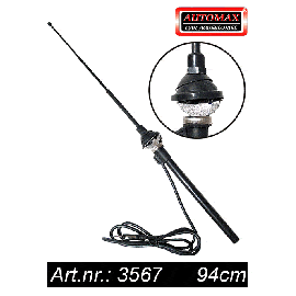 Antena auto Automax aripa telescopica 94 cm baza neagra - - Roveli