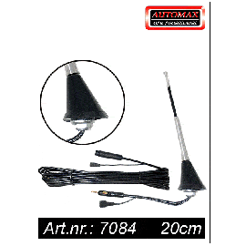 Antena auto Automax aluminiu cu amplificator , 20cm , 12V - - Roveli