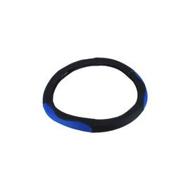 Husa volan din Piele Naturala Negru + Albastru, 37 - 39cm, universala, pentru autoturisme - - Roveli