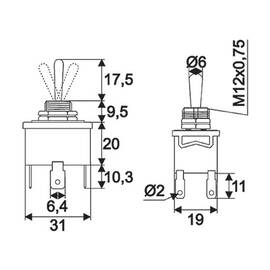 Intrerupatoare cu brat2 circuits10A-250VON-OFF-ON - - Roveli