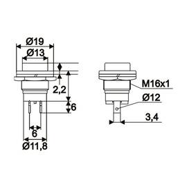 Buton 1 circuit 2A-250V OFF-(ON), albastru - - Roveli
