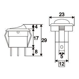Interupator basculant 1 circuit 16A-12VDC OFF-ON, cu LED rosu - - Roveli