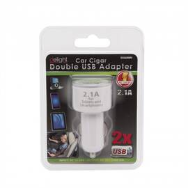 Adaptor de incarcare de la bricheta auto cu 2 porturi USB - Alb - - Roveli