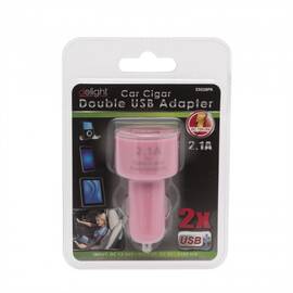 Adaptor de incarcare de la bricheta auto cu 2 porturi USB - Pink - - Roveli