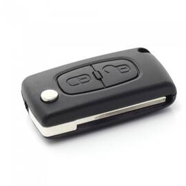 Peugeot 407 - Carcasa cheie tip briceag 2 butoane, lama HU83-SH2 cu suport baterie - - Roveli