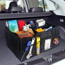 Organizator portbagaj auto cu 9 buzunare, 55 x 38 x 26cm, culoare neagra - - Roveli