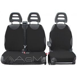 Huse scaune auto tip maieu pentru masini tip VAN 2+1 , din bumbac, culoare Graphite - - Roveli