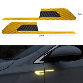 Sticker reflectorizant BUMERANG cu insertie Carbon 5D - GALBEN (set 2 buc) - - Roveli
