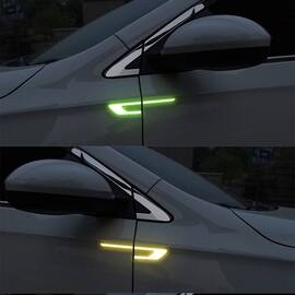 Sticker reflectorizant BUMERANG cu insertie Carbon 5D - ALBASTRU (set 2 buc) - - Roveli