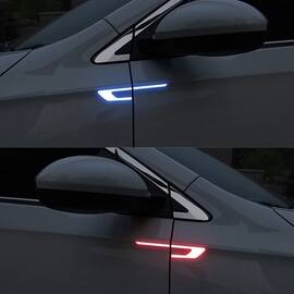 Sticker reflectorizant BUMERANG cu insertie Carbon 5D - ALB (set 2 buc) - - Roveli