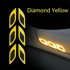 Sticker reflectorizant DIAMOND cu insertie Carbon 5D - GALBEN (set 2 buc) - - Roveli